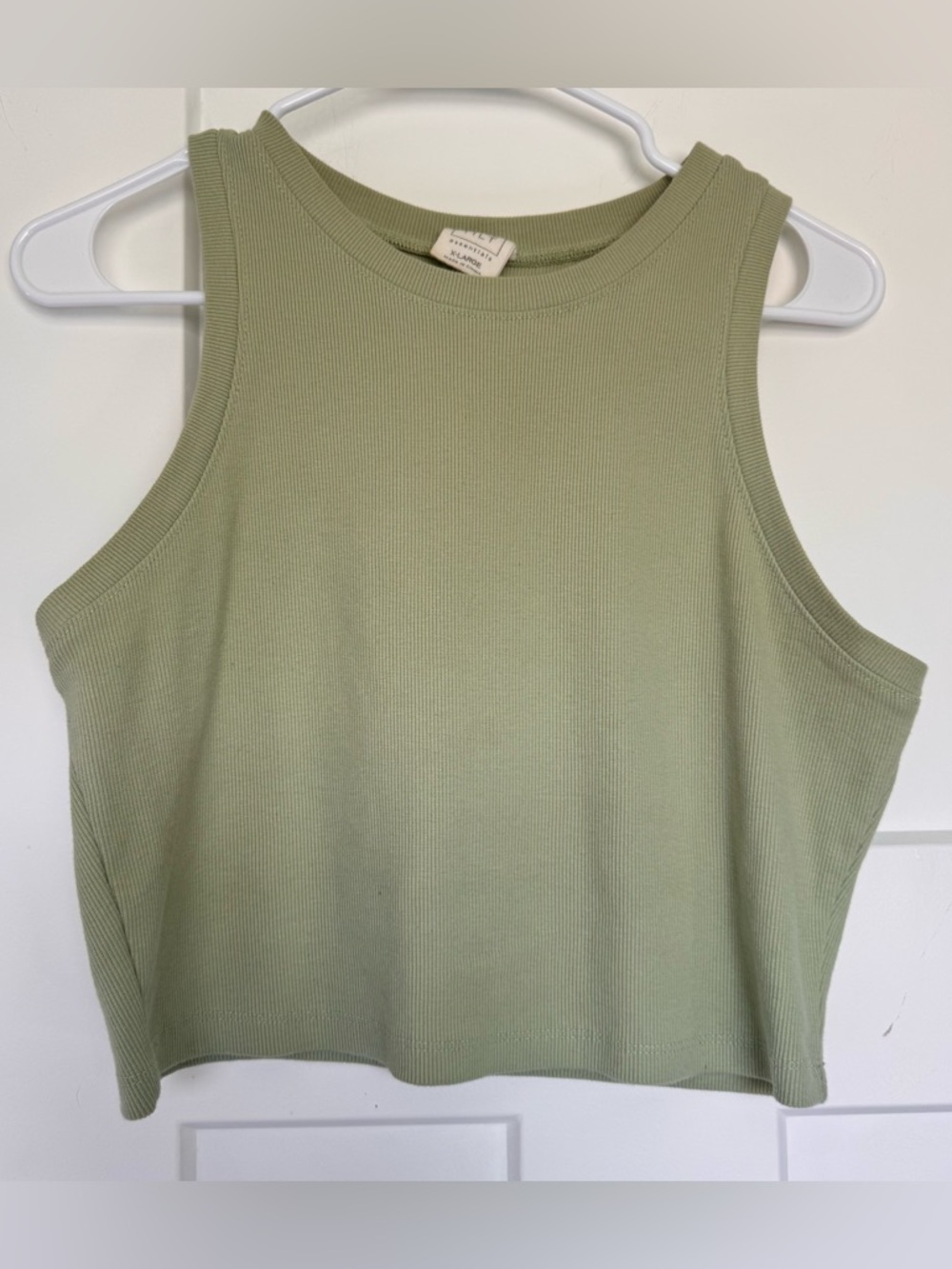 FULL TILT Essentials High Neck Women's Ribbed Tank Top in Sage Green - Size XL